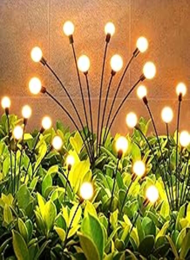 HKV HKV Metal Firefly Outdoor Solar Lights|6 Led|With Flash Mode|Starburst Swaying Solar Garden Light,Warm Garden Light|Waterproof|Firefly Path Lights For Pots,Balcon,Pathway 
