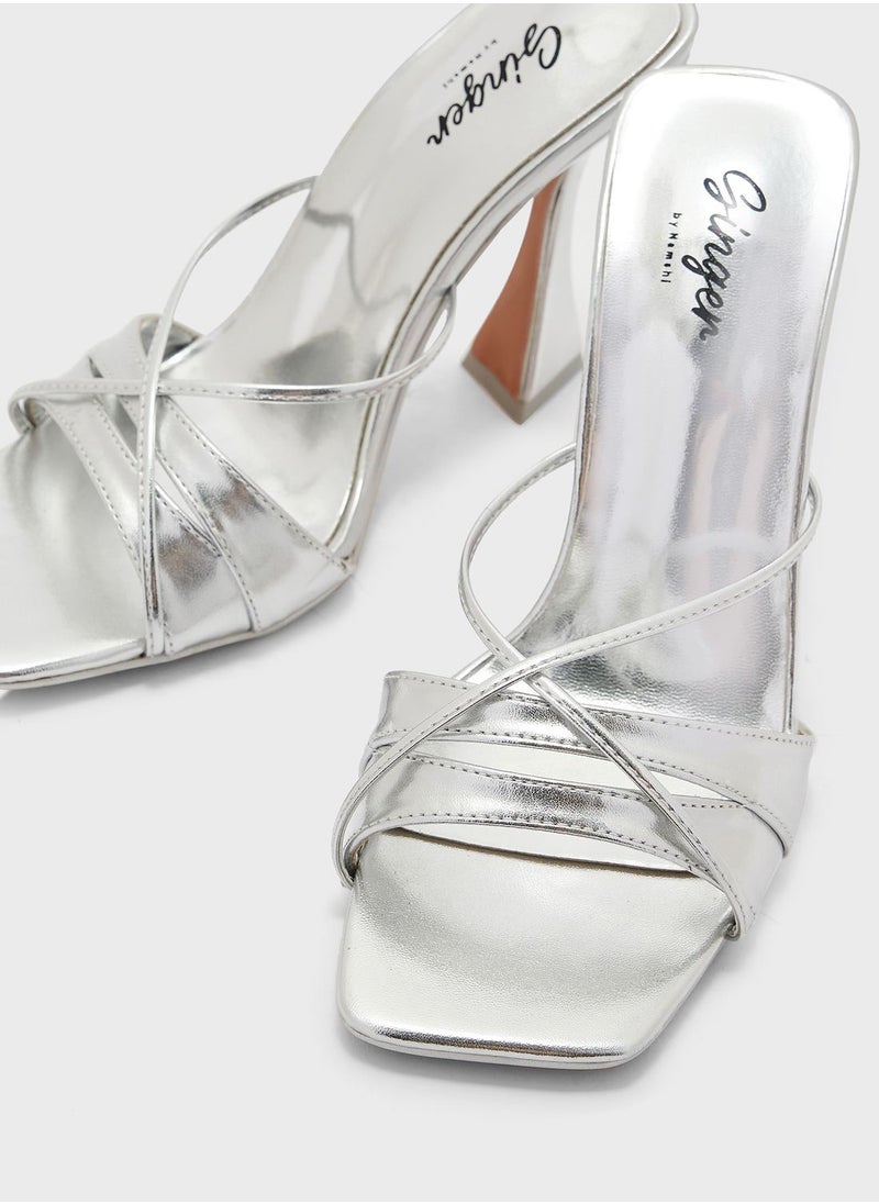 Ginger - Metallic Heeled  Mules - Image 1