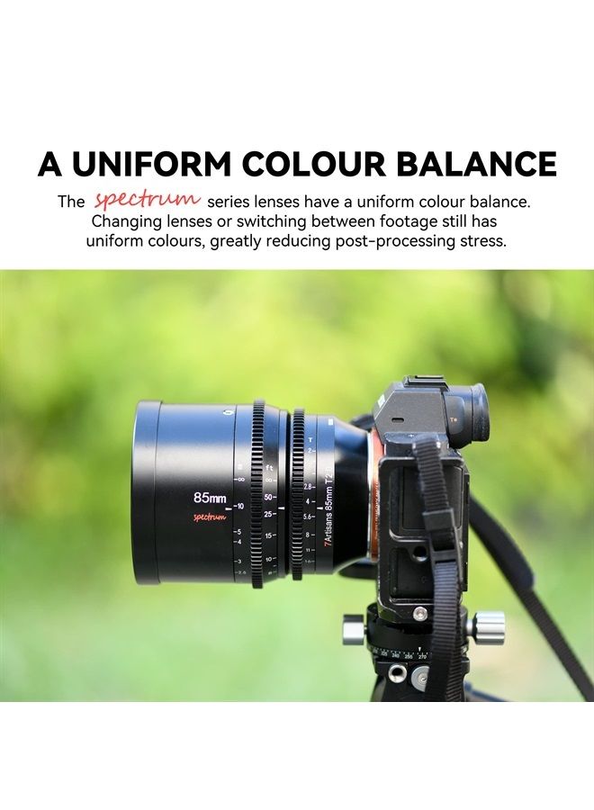 7artisans 85mm T2.0 Large Aperture Full Frame Cine Lens Compatible for Canon RF-Mount, Manual Focus Low Distortion Cinema Lens Mirrorless Cameras for Canon EOS R, RED, R3, R5, R6, R7, R10, RP, Black - Image 4