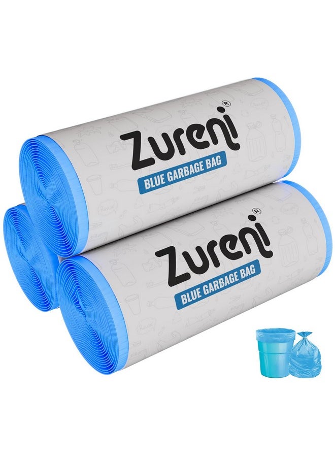 Zureni Zureni Garbage Dustbin Bags (Medium, 48 x 53 cm or 19" x 21") Drawstring Anti-drip Trash Waste Basket Bag for Kitchen Office Warehouse Pantry (Blue, 3 x 30 Pcs/Roll)  - Image 1