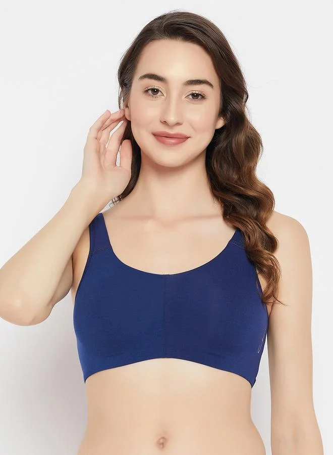 Clovia Navy Non-Padded Non-Wired Full Coverage Everyday T-Shirt Bra
