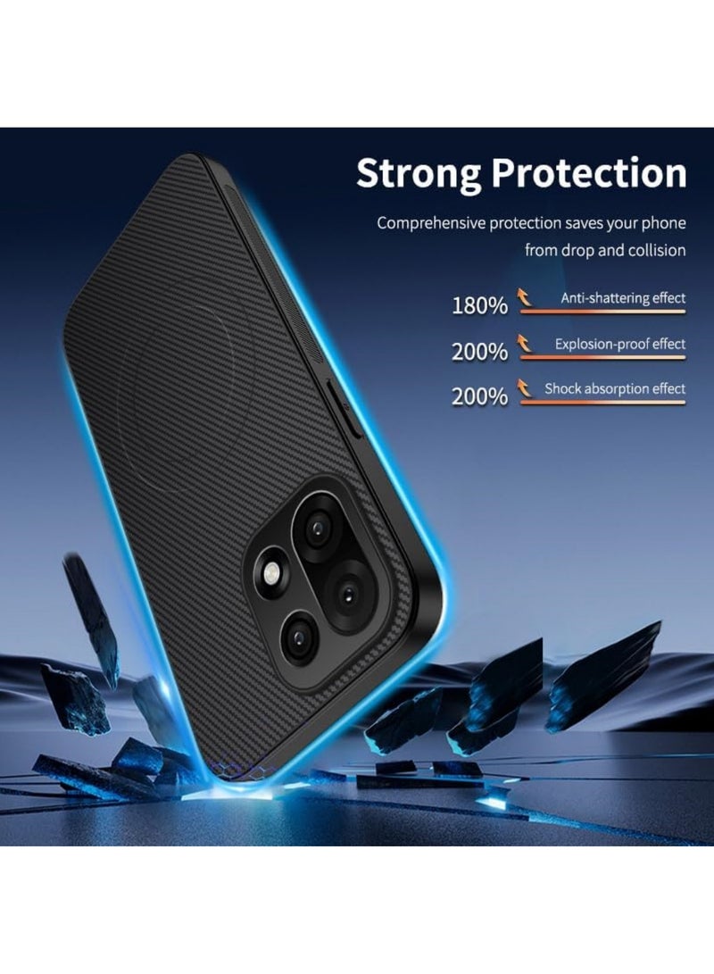 Adando OnePlus 15 Case Compatible with MagSafe, Carbon Fiber Texture Cover with Flexible Silicone Bumper, Rugged Slim Fit, Anti-slip Shockproof Protective Shell (Black) - Image 3