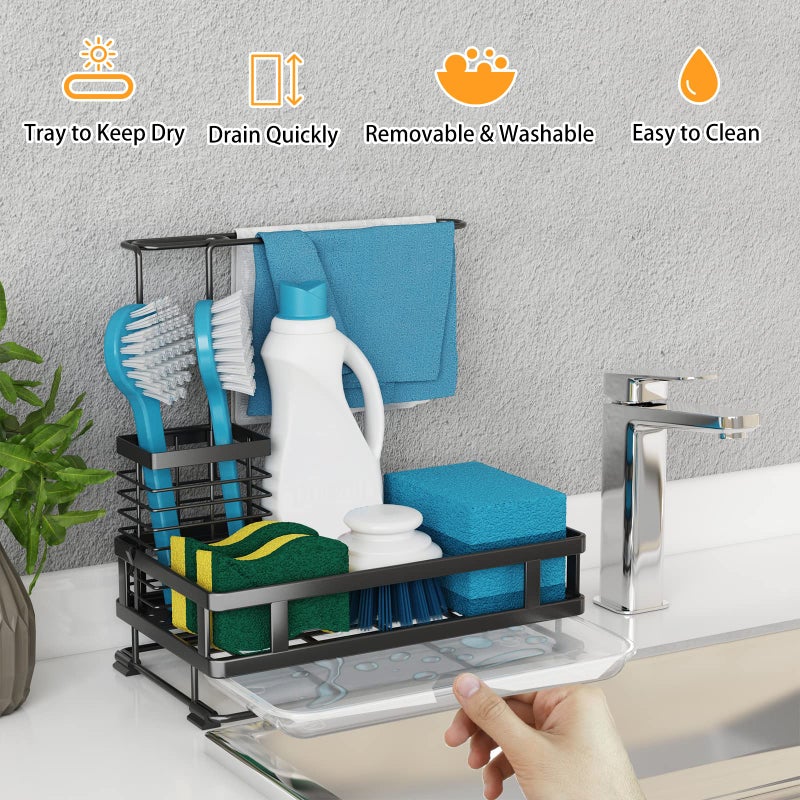 Godboat Kitchen Sink Organizer - Sponge Holder for Kitchen Sink, Non-Slip Kitchen Caddy Sink Organizer, 304 Stainless Steel, Kitchen Gadgets for RV & Camping, Gifts for Women, Mom, Mothers Day - Image 2