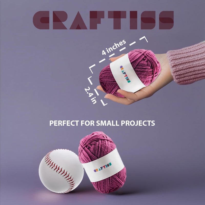 CRAFTISS 60 of 20g/0.7Oz Acrylic Yarn Mini Skeins - 2600 Yards of Soft Yarn for Crocheting and Knitting Craft Project, Assorted Starter Crochet Bulk Kit for Adults and Kids - Image 2