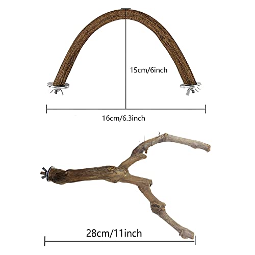 Allazone Bird Natural Wood Stand Perch Swing U Shape Natural Parrot Perch Bird Stand Pole for Parakeet Conure Cockatiel Budgie Lovebirds - Image 3