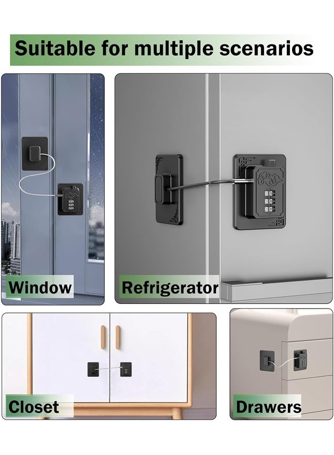 Refrigerator Locks with 3 Digit Code, Easy Install Fridge Lock Combination, Premium Freezer Lock, Child Proof Cabinet Locks for Refrigerators, Drawers, Closets, Windows (Black) - Image 3