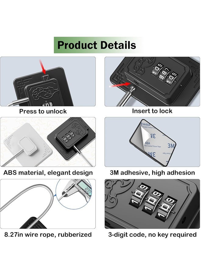 Refrigerator Locks with 3 Digit Code, Easy Install Fridge Lock Combination, Premium Freezer Lock, Child Proof Cabinet Locks for Refrigerators, Drawers, Closets, Windows (Black) - Image 4