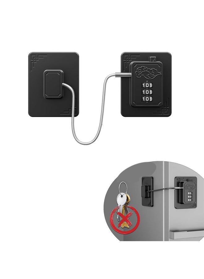 Refrigerator Locks with 3 Digit Code, Easy Install Fridge Lock Combination, Premium Freezer Lock, Child Proof Cabinet Locks for Refrigerators, Drawers, Closets, Windows (Black) - Image 1