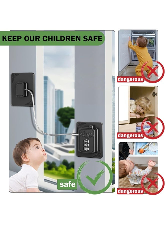Refrigerator Locks with 3 Digit Code, Easy Install Fridge Lock Combination, Premium Freezer Lock, Child Proof Cabinet Locks for Refrigerators, Drawers, Closets, Windows (Black) - Image 2