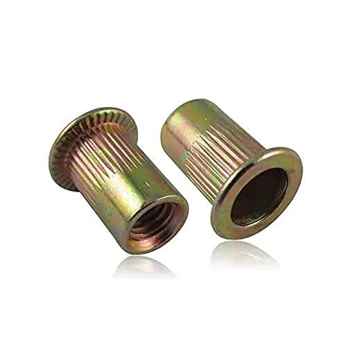 vrupin 100PCS -Rivet Nuts, M3 Carbon Steel Metric Rivet Nut Assortment Kit, Flat Head Threaded Insert Nutserts Assort,for Automotive Furniture Decoration Electrical and Industrial Products (NUT-M3) - Image 5