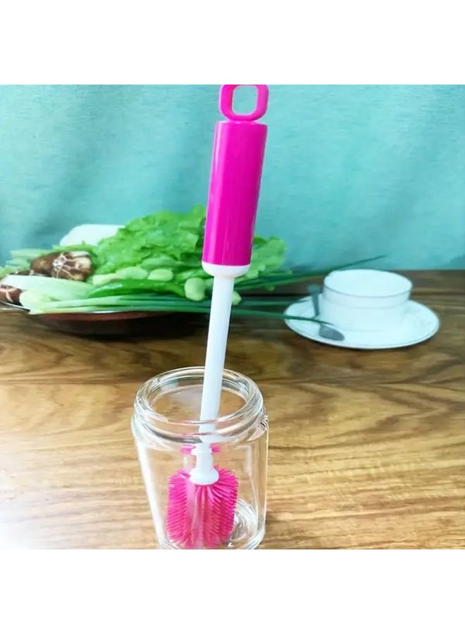 1pc Long Handle Silicone Cup Brush 360 Degree Rotating Head Heavy Duty Cleaning Brush For Bottles Containers Kitchen Bathroom White - Image 5