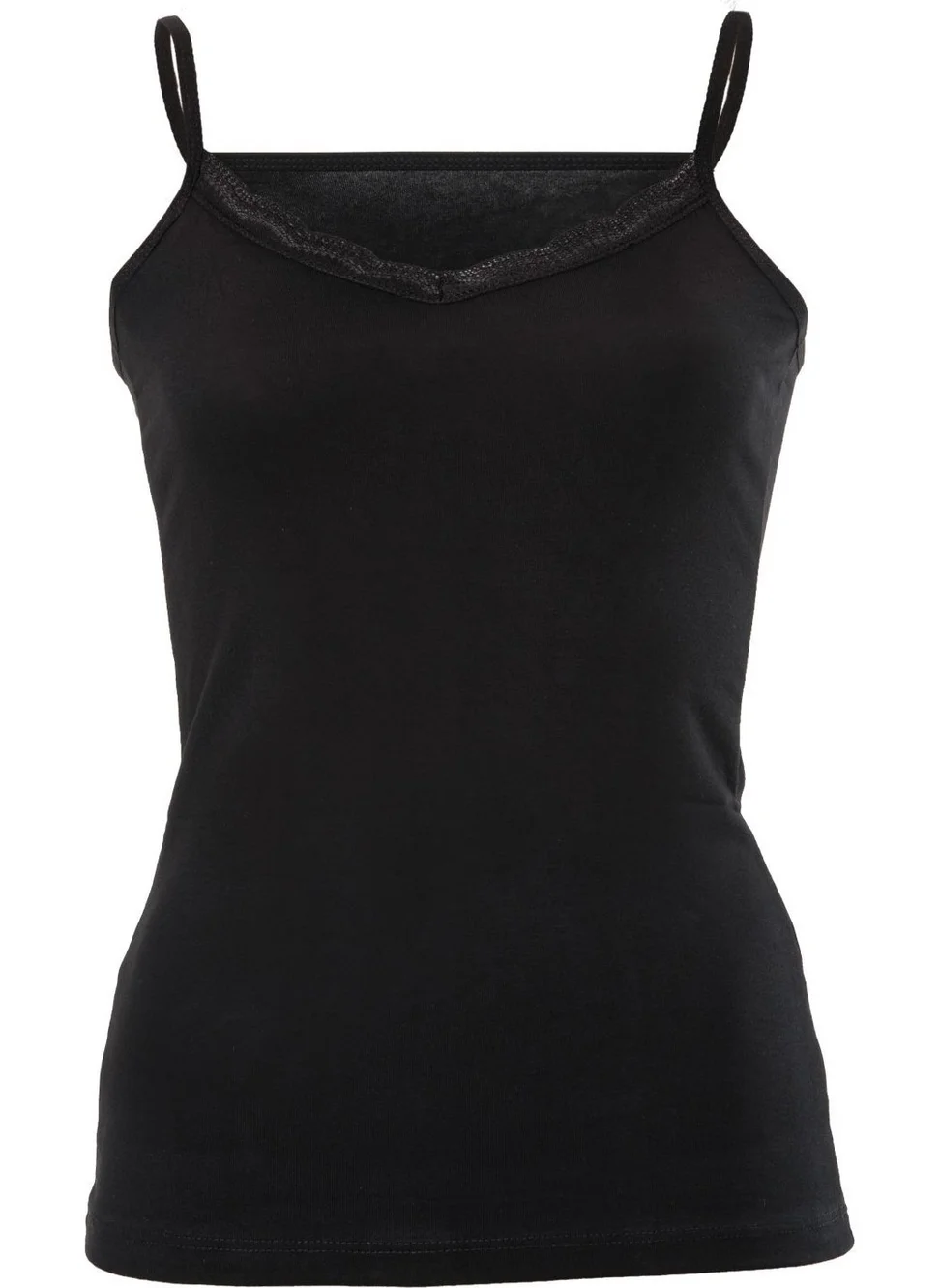 Anıt Lingerie Anıt 2809 Women's Black V Neck Lace Tank Top