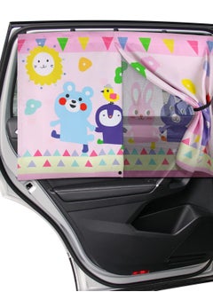 Excefore Car Window Shade for Baby, Cute Pink-Animals Design, Full Shade and Half Shade Options - Heat/UV Protection Car Window Curtain  - Image 1