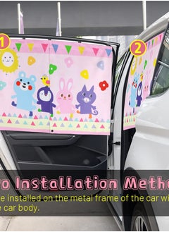 Excefore Car Window Shade for Baby, Cute Pink-Animals Design, Full Shade and Half Shade Options - Heat/UV Protection Car Window Curtain  - Image 5