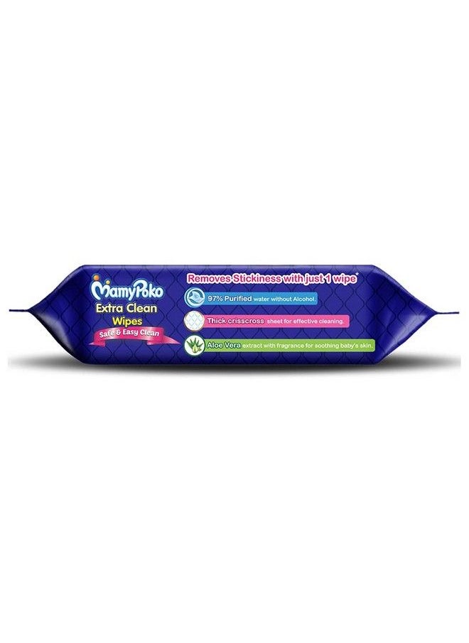 MamyPoko Extra Clean Wipes With Aloe Vera Pack Of 120  - Image 3