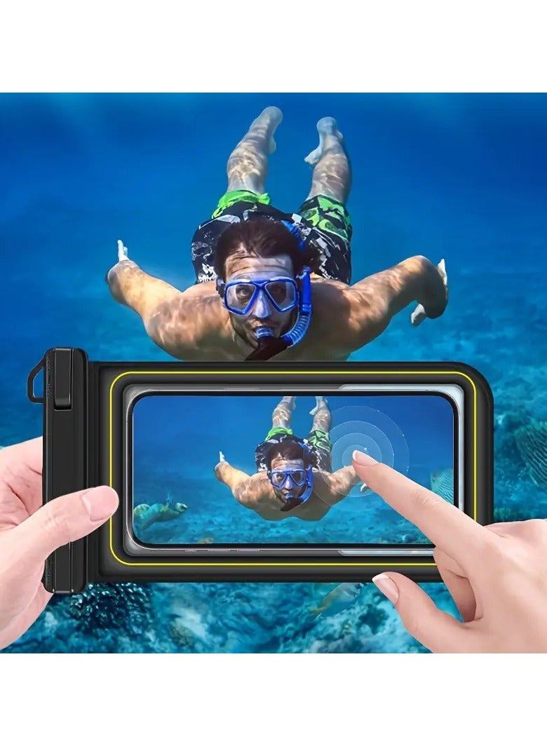 Waterproof phone bag floating, IP68 waterproof phone case, suitable for iPhone 16 Pro 15 14 13 12 11 Pro Max Samsung Google, with adjustable lanyard dry bag, essential for cruising beach with phone dry bag, black - Image 3