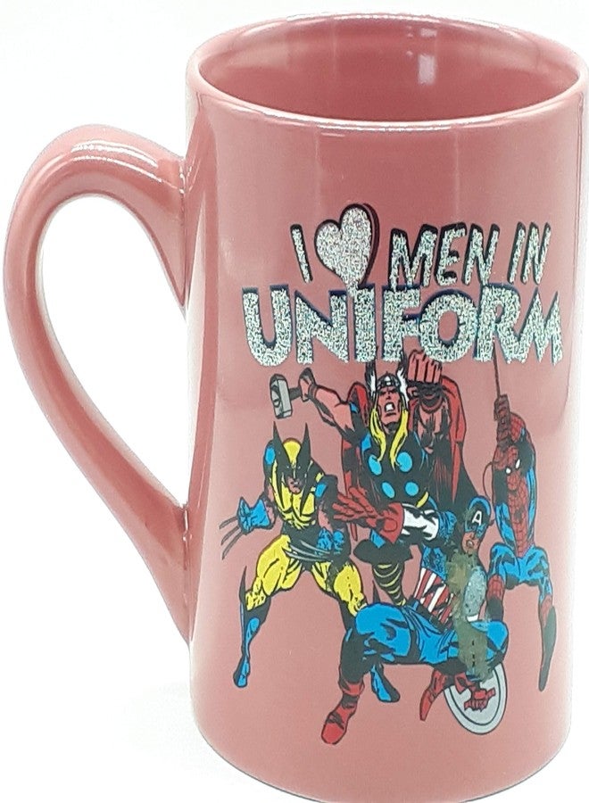 Silver Buffalo MC4232 Marvel Comics - I Heart Men in Uniform - Ceramic Mug, 14 Ounces, Multicolored - Image 3