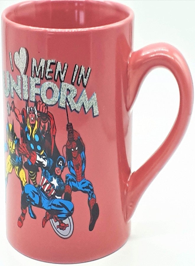 Silver Buffalo MC4232 Marvel Comics - I Heart Men in Uniform - Ceramic Mug, 14 Ounces, Multicolored - Image 1