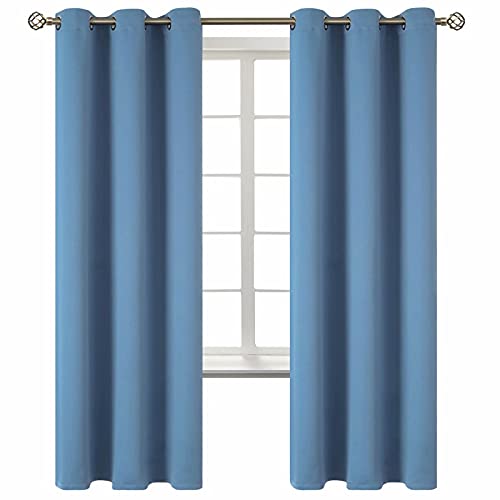 BGment Blackout Curtains for Bedroom  Grommet Thermal Insulated Room Darkening Curtains for Living Room Set of 2 Panels 42 x 72 Inch Faded Denim