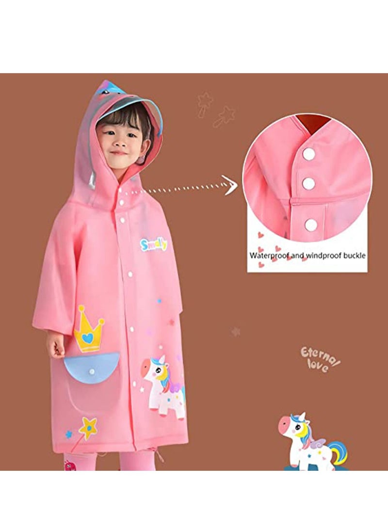 سيوسي معطف واق من المطر للأطفال ، جاكيت للمطر للأولاد والبنات معطف بقلنسوة مضاد للماء للرياضات الخارجية مطبوع عليه حيوان لطيف وممتع - Image 3