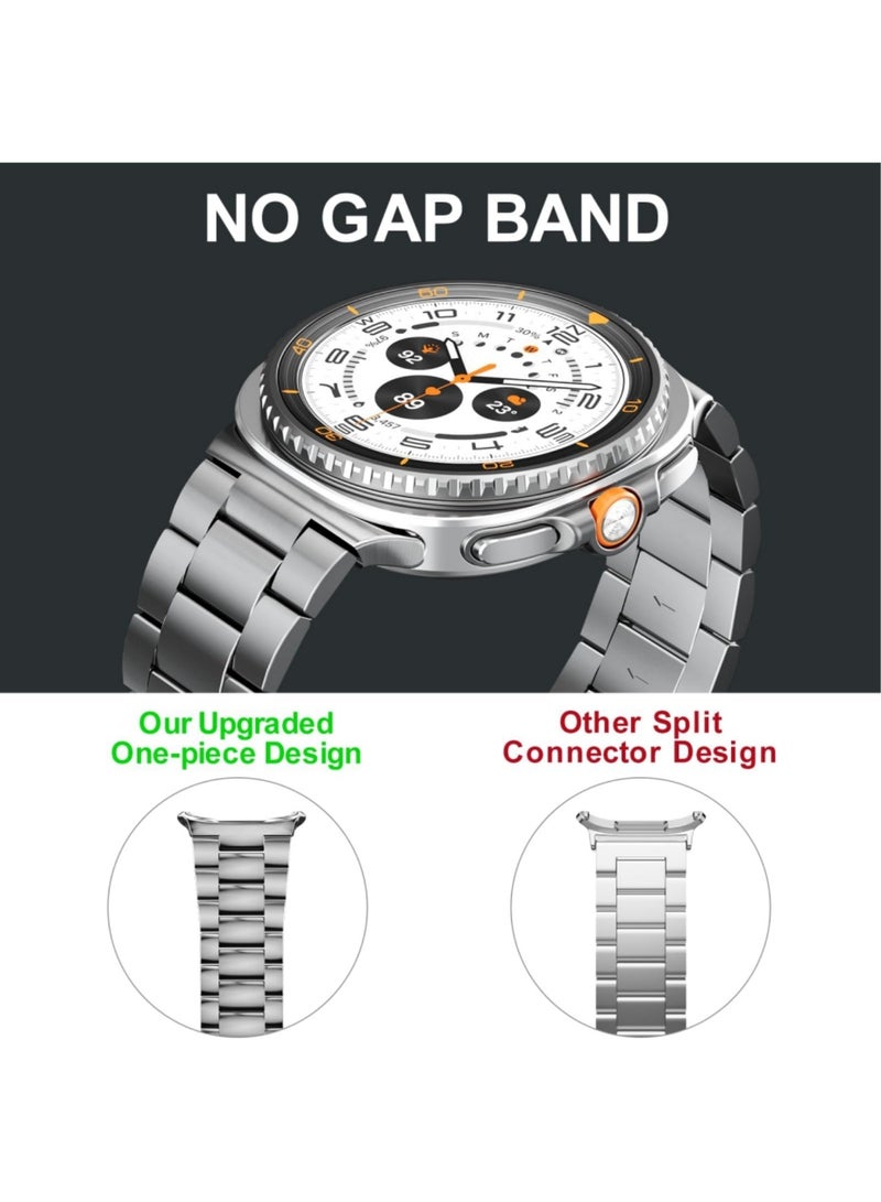 Aookay Metal Strap Compatible with Samsung Galaxy Watch 8 Classic 46mm Bands, One Click Stylish Business Stainless Steel Band for Galaxy Watch 8 40mm 44mm No Gap Wristbands Men Women (Silver) - Image 5