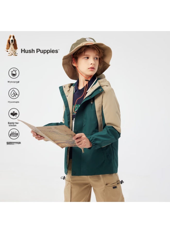 Hush Puppies Hush Puppies Children's Clothing, Boys And Girls Spring New Style Triple-protection Fabric Jacket, Jungle Green, 160cm  - Image 3