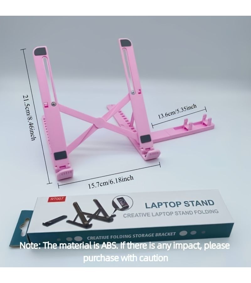 حامل حاسوب محمول وهاتف 2 في 1 قابل للتعديل باللون الأسود، جهاز لوحي محمول قابل للطي مع رف تخزين ومنظم مكتبي - Image 3