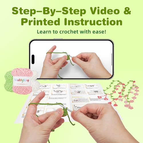 WaldyWop Crochet Kit for Beginners: 4 Flower Bracelets Knitting Kits for Adults Women w/Easy Yarn & Step-by-Step Video Tutorials -Wobbles Crochet Starter Kit for Crocheter, Birthday Gift for Mom - Image 2