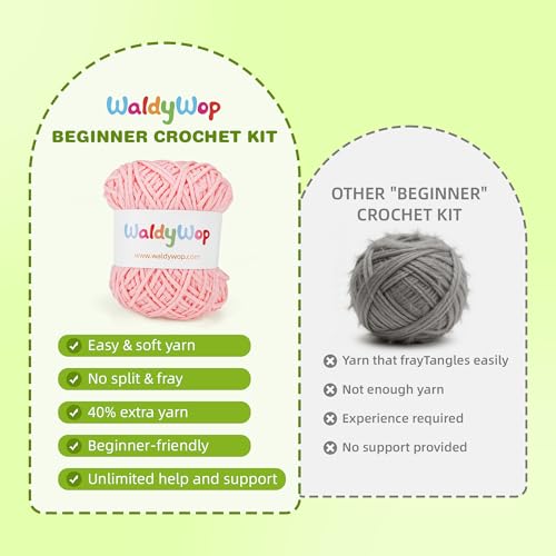 WaldyWop Crochet Kit for Beginners: 4 Flower Bracelets Knitting Kits for Adults Women w/Easy Yarn & Step-by-Step Video Tutorials -Wobbles Crochet Starter Kit for Crocheter, Birthday Gift for Mom - Image 3
