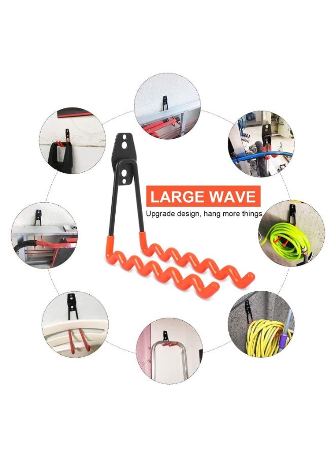 12PCS Wall Hooks Garage, Heavy Duty Garage Hooks, Double Hooks Garage, Garage Storage Hooks for Organising Ladder, Chair, Hose, Bicycles, Power Tools Bulky (Orange)  - Image 2