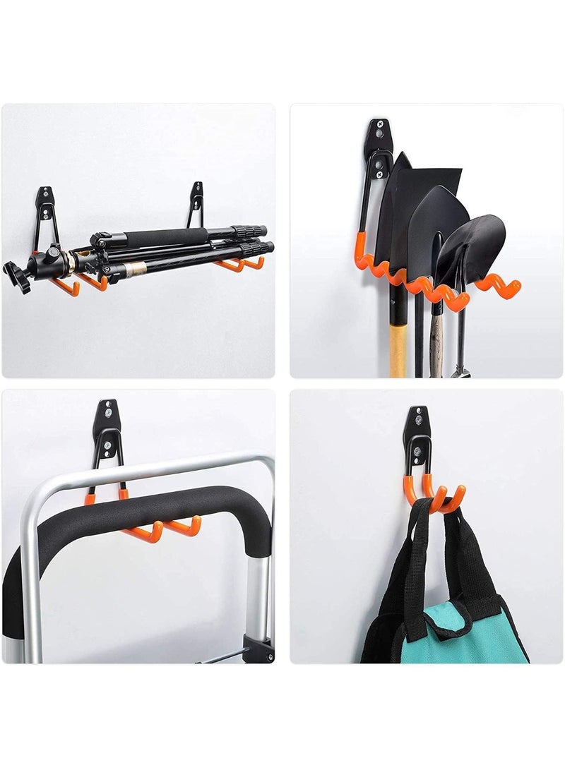 12PCS Wall Hooks Garage, Heavy Duty Garage Hooks, Double Hooks Garage, Garage Storage Hooks for Organising Ladder, Chair, Hose, Bicycles, Power Tools Bulky (Orange)  - Image 4