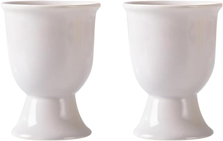 GSHLLO 2 Pcs Ceramic Egg Cups Single Hard Boiled Egg Holder Stand White Porcelain Egg Cups Easter Breakfast Egg Holders for Breakfast Party - Image 1