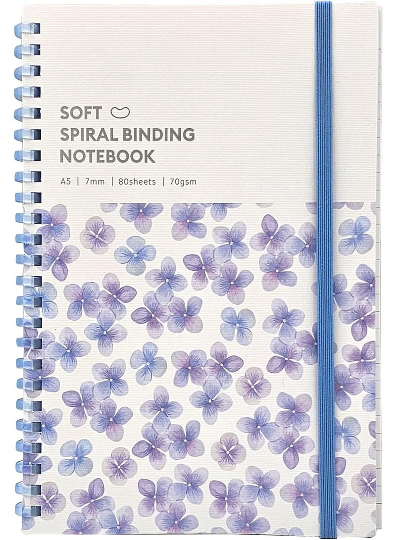 Maxi دفاتر غلاف بلاستيكي سميك بتصميم زهور بحجم A5 مع تجليد حلزوني ناعم 80 ورقة - Image 1