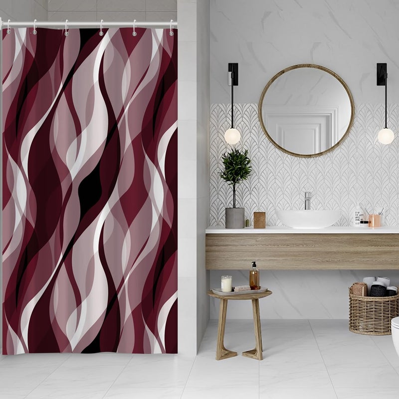Ruelvth Burgundy Startain Modern Absmer Ombre Burgundy String Serction Startain for Bathroom Starbroof Shower Stain مع خطافات 48 × 72 بوصة - Image 3