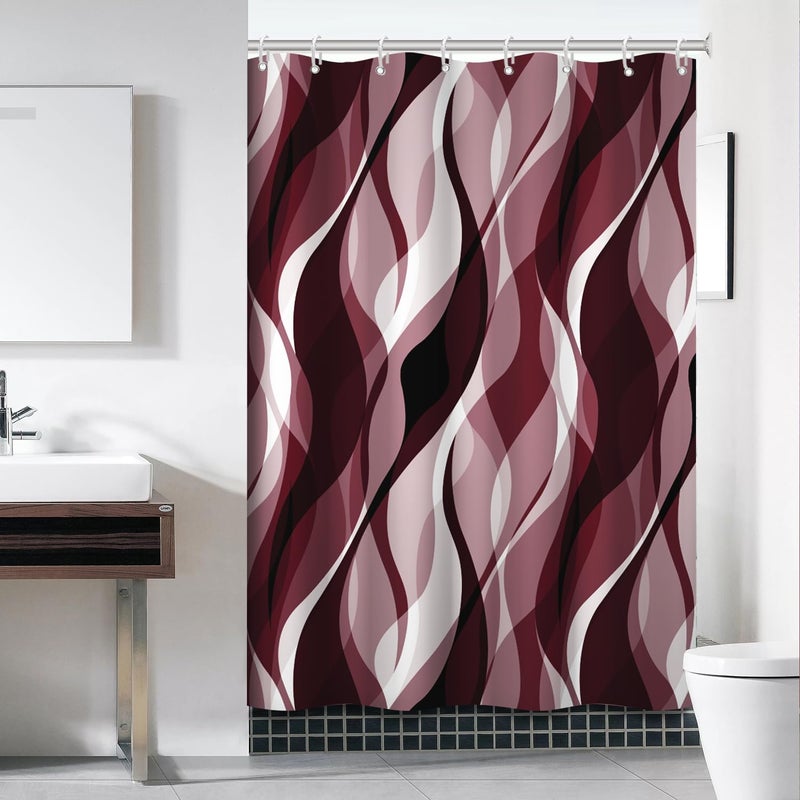 Ruelvth Burgundy Startain Modern Absmer Ombre Burgundy String Serction Startain for Bathroom Starbroof Shower Stain مع خطافات 48 × 72 بوصة - Image 2