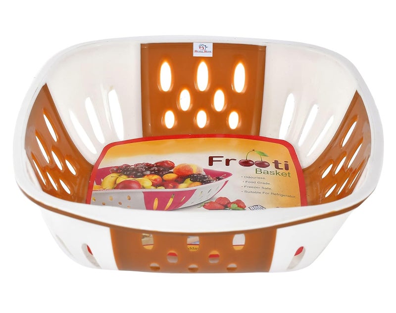 Kuber Industries Heart Home Large Multi-Purpose Plastic Storage Baskets for Fruits Vegetables and Kitchen Fridge Dining Table- Pack of 2 (Blue & Brown)-HS42KUBMART25404 - Image 2