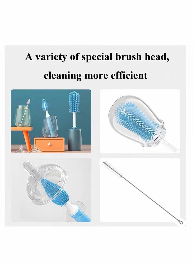 Bebiland Baby Bottle Cleaning Brush, Long Handle Silicone Baby Bottle Washing Brush,Suitable For Baby Bottles (Blue) - Image 3