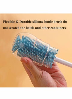 Bebiland Baby Bottle Cleaning Brush, Long Handle Silicone Baby Bottle Washing Brush,Suitable For Baby Bottles (Blue)  - Image 5