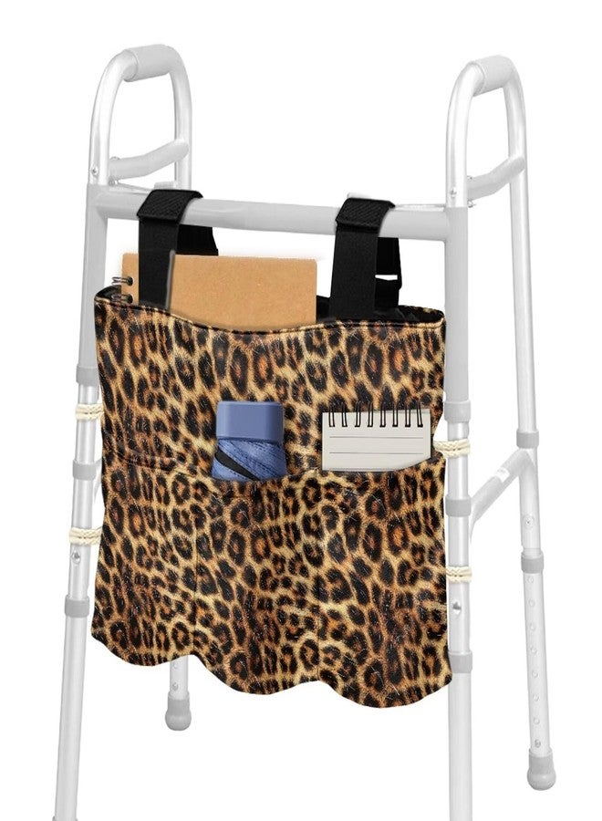 Hechitok Leopard Print Walker Basket Foldable Rollator Storage Bag for Seniors with Big Capacity & Never Tipping Over, Best Gift for Family - Image 2