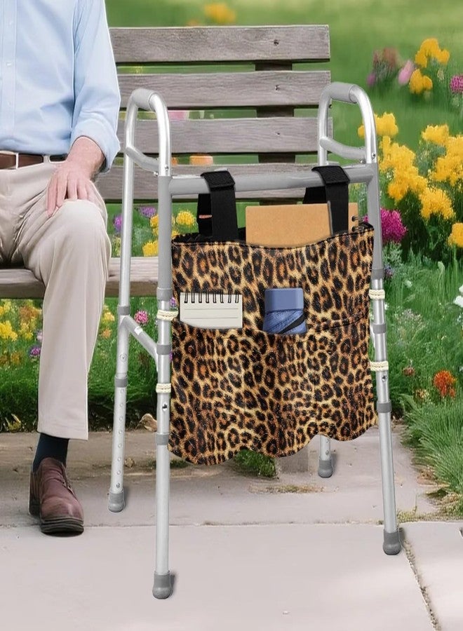 Hechitok Leopard Print Walker Basket Foldable Rollator Storage Bag for Seniors with Big Capacity & Never Tipping Over, Best Gift for Family - Image 4