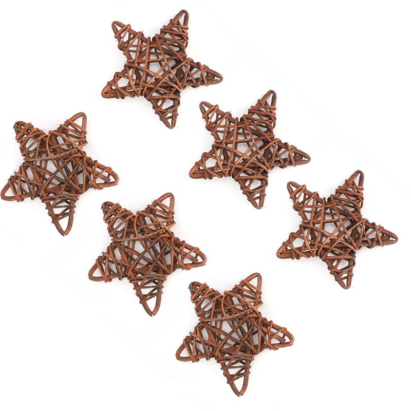 6Pcs DIY Crafts Natural Rattan Stars for Wedding Party Christmas Decoration(Coffee) - Image 2
