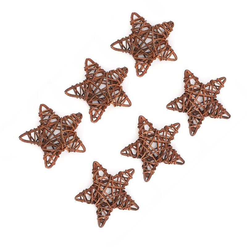 6Pcs DIY Crafts Natural Rattan Stars for Wedding Party Christmas Decoration(Coffee) - Image 3