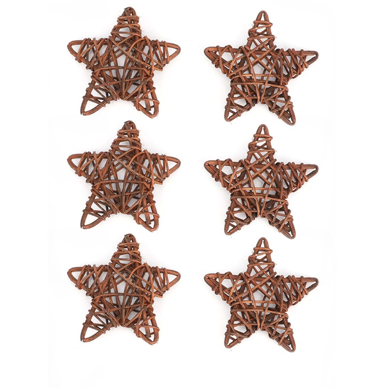 6Pcs DIY Crafts Natural Rattan Stars for Wedding Party Christmas Decoration(Coffee) - Image 1