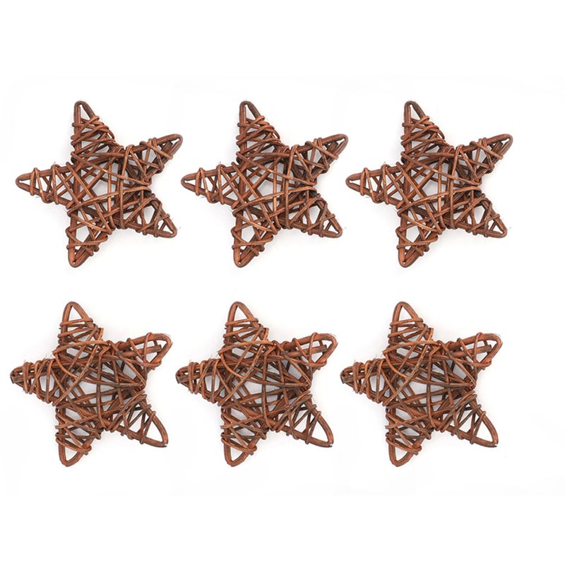 6Pcs DIY Crafts Natural Rattan Stars for Wedding Party Christmas Decoration(Coffee) - Image 4