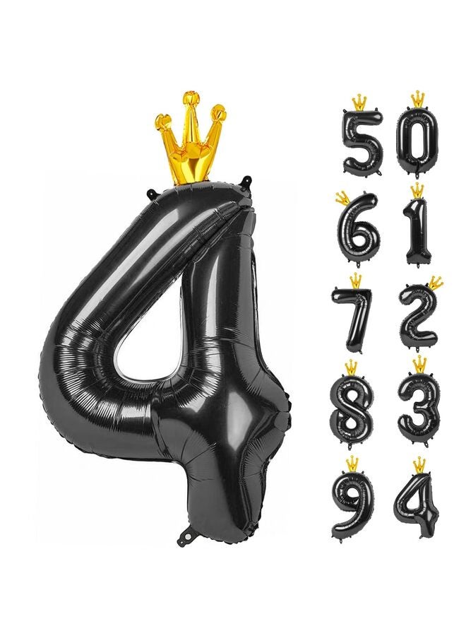 40 Inch Black Foil Number Balloon, Large Mylar Numbers for Birthday Anniversary Retirement Party Decorations (0, 10, 20, 30, 40, 50, 60, 100), Helium Free (4) - Image 1
