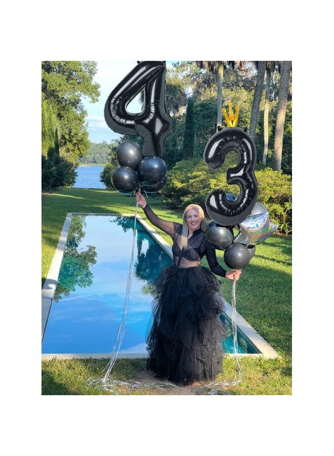 40 Inch Black Foil Number Balloon, Large Mylar Numbers for Birthday Anniversary Retirement Party Decorations (0, 10, 20, 30, 40, 50, 60, 100), Helium Free (4) - Image 5