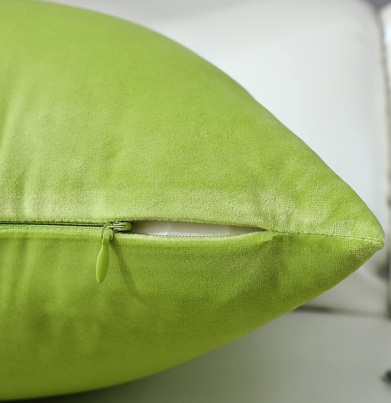 mixeoo Comfy Lime Green Throw Pillow Covers Decorative Lumbar Solid Rectangle Thick Velvet Super Soft Cushion Cases Home Decor for Sofa Couch Living Room Chair, Set of 2, 12 x 20 Inch - Image 4