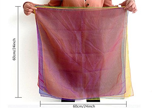 yueton 12pcs Colorful Hemmed Square Rhythm Band Scarves Juggling Dance Scarves - Image 5