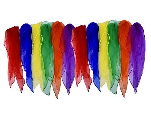 yueton 12pcs Colorful Hemmed Square Rhythm Band Scarves Juggling Dance Scarves - Image 2