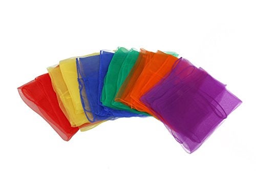 yueton 12pcs Colorful Hemmed Square Rhythm Band Scarves Juggling Dance Scarves - Image 1